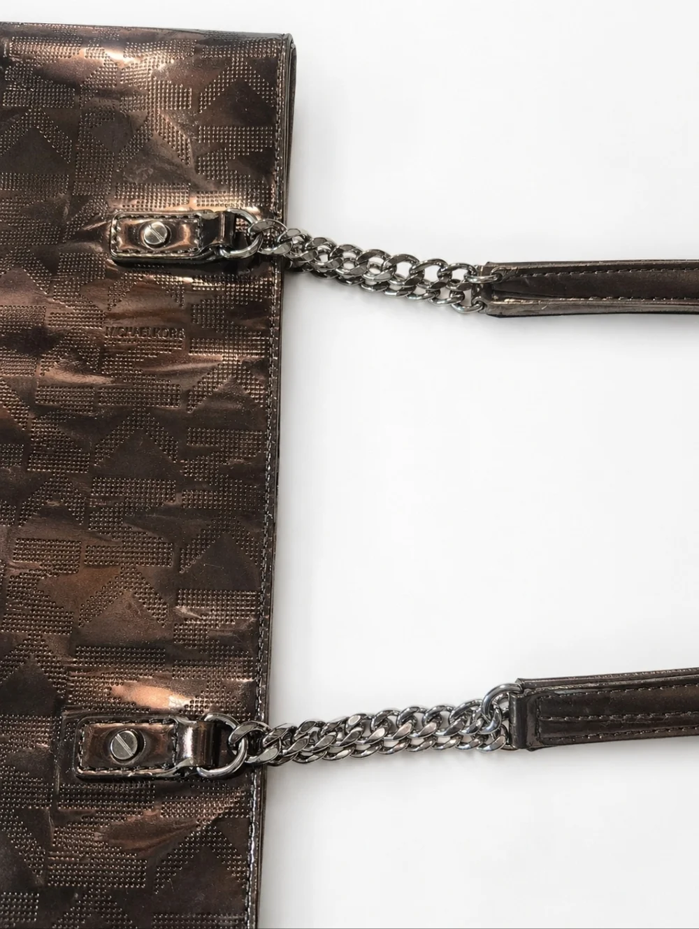 MICHAEL KORS Metallic Taupe MK Logo Tote